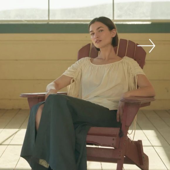 Modern Citizen Akari Semi Sheer Gathered Shoulder Blouse NWOT Cream Natural - Picture 15 of 15